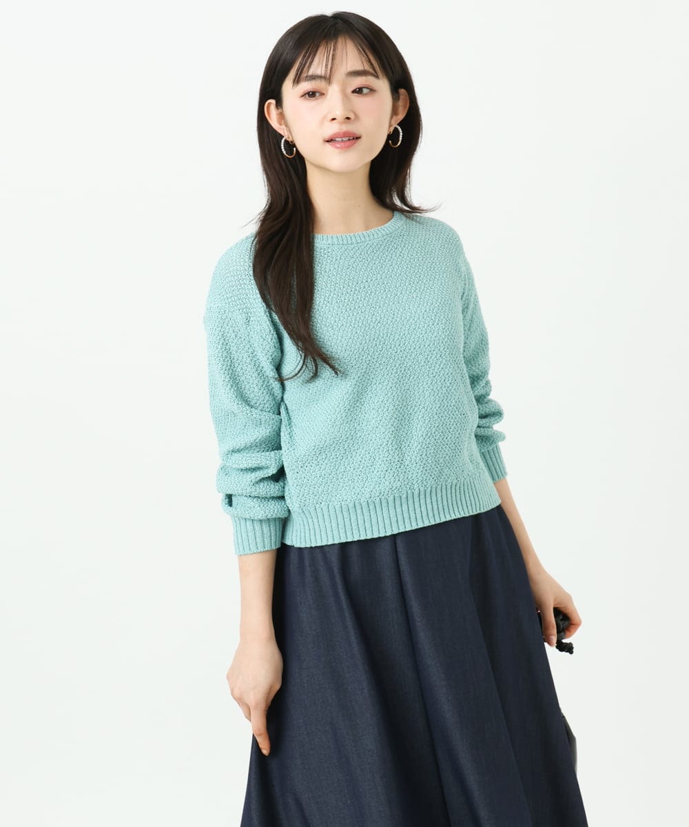 F1FFD23140 MK MICHEL KLEIN(小さいサイズ)(メゾン ドゥ サンク) 【小さいサイズ】鹿の子編みニット/洗える ミントグリーン