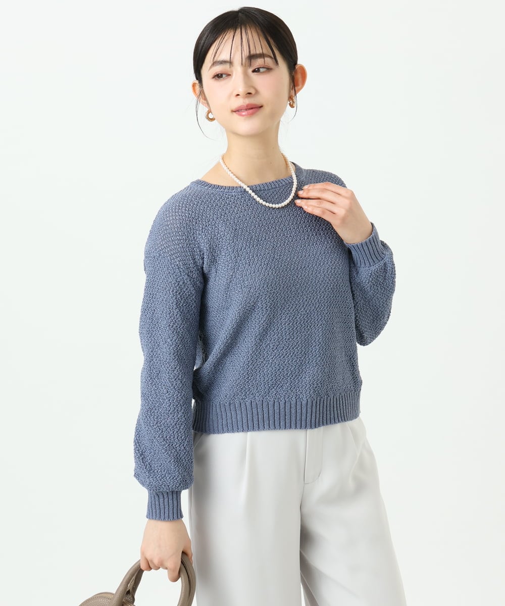 F1FFD23140 MK MICHEL KLEIN(小さいサイズ)(メゾン ドゥ サンク) 【小さいサイズ】鹿の子編みニット/洗える ミントグリーン