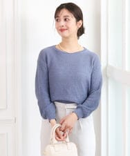 F1FFD23140 MK MICHEL KLEIN(小さいサイズ)(メゾン ドゥ サンク) 【小さいサイズ】鹿の子編みニット/洗える ブルー