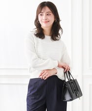 F1FFD23140 MK MICHEL KLEIN(小さいサイズ)(メゾン ドゥ サンク) 【小さいサイズ】鹿の子編みニット/洗える ホワイト