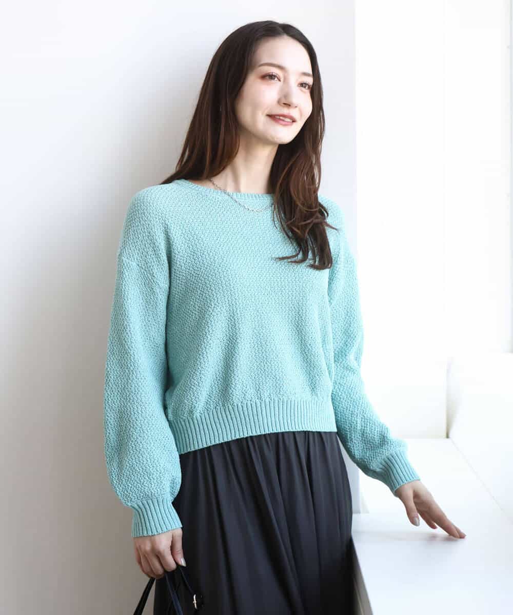 F1FFD23140 MK MICHEL KLEIN(小さいサイズ)(メゾン ドゥ サンク) 【小さいサイズ】鹿の子編みニット/洗える ミントグリーン