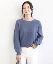 F1FFD23140 MK MICHEL KLEIN(小さいサイズ)(メゾン ドゥ サンク) 【小さいサイズ】鹿の子編みニット/洗える ブルー