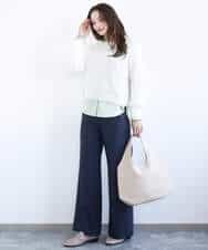 F1FFD23140 MK MICHEL KLEIN(小さいサイズ)(メゾン ドゥ サンク) 【小さいサイズ】鹿の子編みニット/洗える ブルー