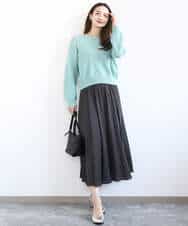 F1FFD23140 MK MICHEL KLEIN(小さいサイズ)(メゾン ドゥ サンク) 【小さいサイズ】鹿の子編みニット/洗える ブルー