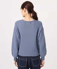 F1FFD23140 MK MICHEL KLEIN(小さいサイズ)(メゾン ドゥ サンク) 【小さいサイズ】鹿の子編みニット/洗える ブルー