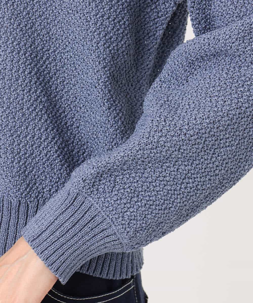 F1FFD23140 MK MICHEL KLEIN(小さいサイズ)(メゾン ドゥ サンク) 【小さいサイズ】鹿の子編みニット/洗える ブルー