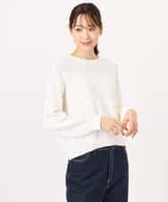 F1FFD23140 MK MICHEL KLEIN(小さいサイズ)(メゾン ドゥ サンク) 【小さいサイズ】鹿の子編みニット/洗える ブルー