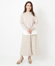 F1FFS15170 MK MICHEL KLEIN(小さいサイズ)(メゾン ドゥ サンク) 【小さいサイズ】ショート丈ニット×ロンT ツインセット/洗える ライトブルー