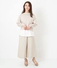 F1FFS15170 MK MICHEL KLEIN(小さいサイズ)(メゾン ドゥ サンク) 【小さいサイズ】ショート丈ニット×ロンT ツインセット/洗える ライトブルー