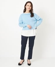F1FFS15170 MK MICHEL KLEIN(小さいサイズ)(メゾン ドゥ サンク) 【小さいサイズ】ショート丈ニット×ロンT ツインセット/洗える ライトブルー