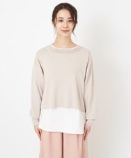 F1FFS15170 MK MICHEL KLEIN(小さいサイズ)(メゾン ドゥ サンク) 【小さいサイズ】ショート丈ニット×ロンT ツインセット/洗える ライトブルー