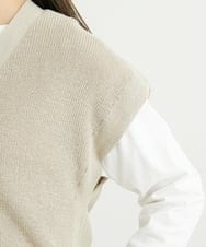 F1FFS16150 MK MICHEL KLEIN(小さいサイズ)(メゾン ドゥ サンク) 【小さいサイズ】ニットベスト×ロンTツインセット/洗える ブルー