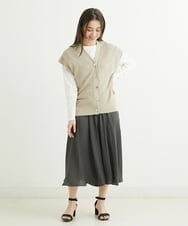 F1FFS16150 MK MICHEL KLEIN(小さいサイズ)(メゾン ドゥ サンク) 【小さいサイズ】ニットベスト×ロンTツインセット/洗える ブルー