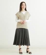 F1FFS16150 MK MICHEL KLEIN(小さいサイズ)(メゾン ドゥ サンク) 【小さいサイズ】ニットベスト×ロンTツインセット/洗える ブルー