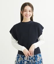 F1FFS16150 MK MICHEL KLEIN(小さいサイズ)(メゾン ドゥ サンク) 【小さいサイズ】ニットベスト×ロンTツインセット/洗える ブルー