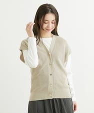 F1FFS16150 MK MICHEL KLEIN(小さいサイズ)(メゾン ドゥ サンク) 【小さいサイズ】ニットベスト×ロンTツインセット/洗える ベージュ