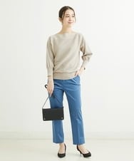 F1FFS18130 MK MICHEL KLEIN(小さいサイズ)(メゾン ドゥ サンク) 【小さいサイズ】ボートネックニット/洗える ブルー