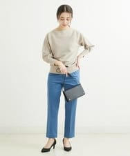 F1FFS18130 MK MICHEL KLEIN(小さいサイズ)(メゾン ドゥ サンク) 【小さいサイズ】ボートネックニット/洗える ブルー