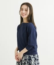 F1FFS18130 MK MICHEL KLEIN(小さいサイズ)(メゾン ドゥ サンク) 【小さいサイズ】ボートネックニット/洗える ブルー