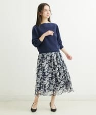 F1FFS18130 MK MICHEL KLEIN(小さいサイズ)(メゾン ドゥ サンク) 【小さいサイズ】ボートネックニット/洗える ブルー