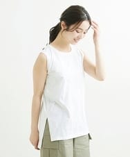 F1FFS25140 MK MICHEL KLEIN(小さいサイズ)(メゾン ドゥ サンク) 【小さいサイズ】ニットベストレイヤード ツインセット/洗える ライトグリーン
