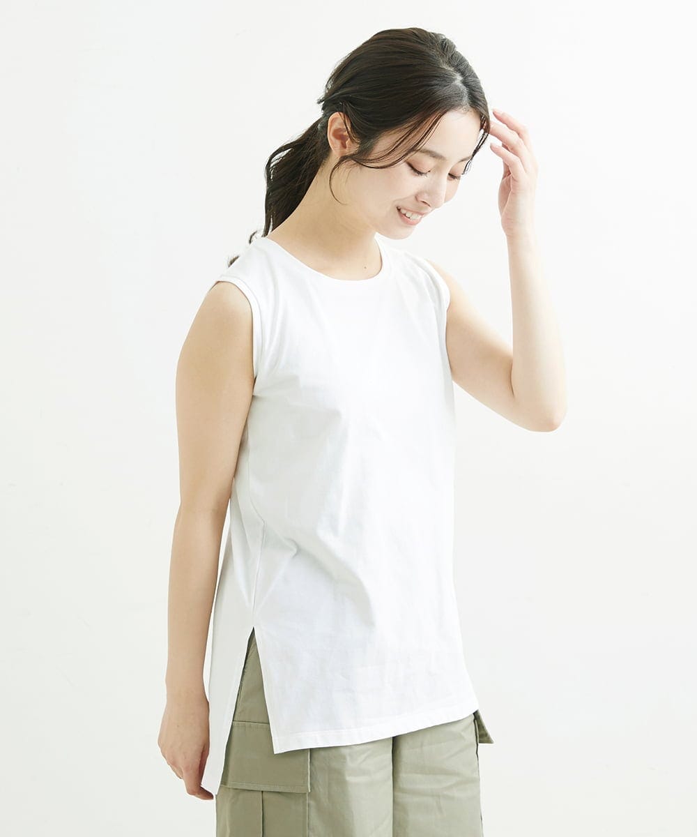 F1FFS25140 MK MICHEL KLEIN(小さいサイズ)(メゾン ドゥ サンク) 【小さいサイズ】ニットベストレイヤード ツインセット/洗える ライトグリーン