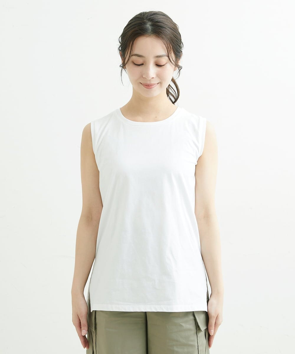 F1FFS25140 MK MICHEL KLEIN(小さいサイズ)(メゾン ドゥ サンク) 【小さいサイズ】ニットベストレイヤード ツインセット/洗える ライトグリーン