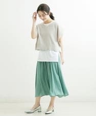 F1FFS25140 MK MICHEL KLEIN(小さいサイズ)(メゾン ドゥ サンク) 【小さいサイズ】ニットベストレイヤード ツインセット/洗える ライトグリーン
