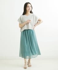 F1FFS25140 MK MICHEL KLEIN(小さいサイズ)(メゾン ドゥ サンク) 【小さいサイズ】ニットベストレイヤード ツインセット/洗える ライトグリーン