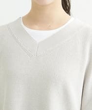F1FFS25140 MK MICHEL KLEIN(小さいサイズ)(メゾン ドゥ サンク) 【小さいサイズ】ニットベストレイヤード ツインセット/洗える ライトグリーン