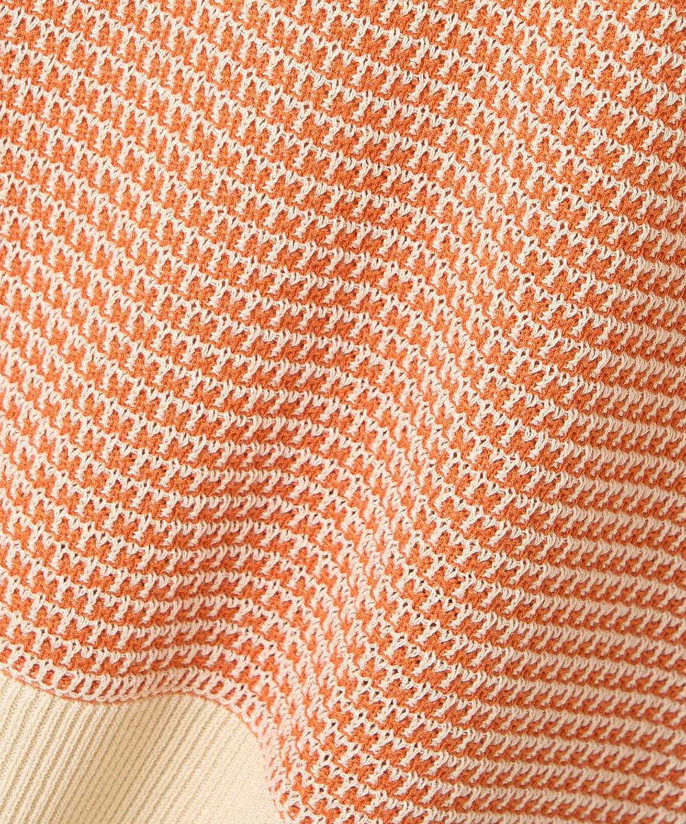 F1FFV32140 MK MICHEL KLEIN(小さいサイズ)(メゾン ドゥ サンク) 【小さいサイズ】レトロ編み柄ニット/洗える オレンジ