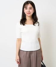 F1FGA30170 MK MICHEL KLEIN(小さいサイズ)(メゾン ドゥ サンク) 【小さいサイズ】配色ラインカラーニットアンサンブル/洗える ライトグレー