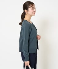 F1FGA30170 MK MICHEL KLEIN(小さいサイズ)(メゾン ドゥ サンク) 【小さいサイズ】配色ラインカラーニットアンサンブル/洗える ライトグレー