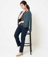 F1FGA30170 MK MICHEL KLEIN(小さいサイズ)(メゾン ドゥ サンク) 【小さいサイズ】配色ラインカラーニットアンサンブル/洗える ライトグレー