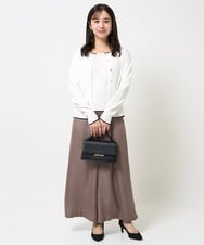 F1FGA30170 MK MICHEL KLEIN(小さいサイズ)(メゾン ドゥ サンク) 【小さいサイズ】配色ラインカラーニットアンサンブル/洗える ライトグレー