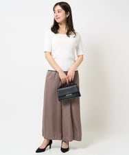 F1FGA30170 MK MICHEL KLEIN(小さいサイズ)(メゾン ドゥ サンク) 【小さいサイズ】配色ラインカラーニットアンサンブル/洗える ライトグレー