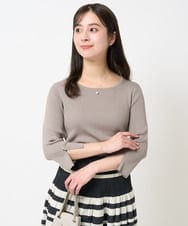 F1FGA31120 MK MICHEL KLEIN(小さいサイズ)(メゾン ドゥ サンク) 【小さいサイズ】七分袖コンパクトリブニット/洗える モカグレー