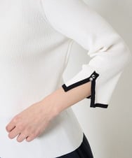 F1FGA31120 MK MICHEL KLEIN(小さいサイズ)(メゾン ドゥ サンク) 【小さいサイズ】七分袖コンパクトリブニット/洗える モカグレー