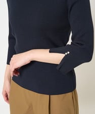 F1FGA31120 MK MICHEL KLEIN(小さいサイズ)(メゾン ドゥ サンク) 【小さいサイズ】七分袖コンパクトリブニット/洗える モカグレー
