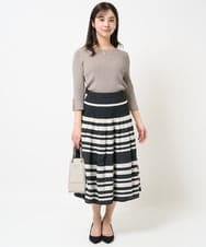 F1FGA31120 MK MICHEL KLEIN(小さいサイズ)(メゾン ドゥ サンク) 【小さいサイズ】七分袖コンパクトリブニット/洗える モカグレー