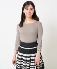 F1FGA31120 MK MICHEL KLEIN(小さいサイズ)(メゾン ドゥ サンク) 【小さいサイズ】七分袖コンパクトリブニット/洗える モカグレー