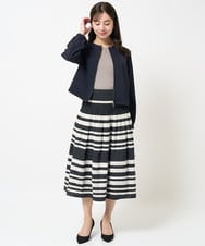 F1FGA31120 MK MICHEL KLEIN(小さいサイズ)(メゾン ドゥ サンク) 【小さいサイズ】七分袖コンパクトリブニット/洗える モカグレー