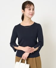 F1FGA31120 MK MICHEL KLEIN(小さいサイズ)(メゾン ドゥ サンク) 【小さいサイズ】七分袖コンパクトリブニット/洗える モカグレー