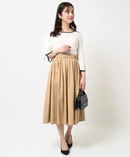 F1FGA31120 MK MICHEL KLEIN(小さいサイズ)(メゾン ドゥ サンク) 【小さいサイズ】七分袖コンパクトリブニット/洗える モカグレー