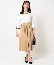 F1FGA31120 MK MICHEL KLEIN(小さいサイズ)(メゾン ドゥ サンク) 【小さいサイズ】七分袖コンパクトリブニット/洗える モカグレー