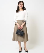 F1FGA31120 MK MICHEL KLEIN(小さいサイズ)(メゾン ドゥ サンク) 【小さいサイズ】七分袖コンパクトリブニット/洗える モカグレー
