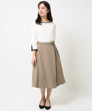 F1FGA31120 MK MICHEL KLEIN(小さいサイズ)(メゾン ドゥ サンク) 【小さいサイズ】七分袖コンパクトリブニット/洗える モカグレー