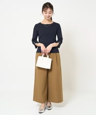 F1FGA31120 MK MICHEL KLEIN(小さいサイズ)(メゾン ドゥ サンク) 【小さいサイズ】七分袖コンパクトリブニット/洗える モカグレー
