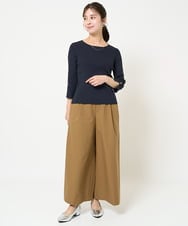 F1FGA31120 MK MICHEL KLEIN(小さいサイズ)(メゾン ドゥ サンク) 【小さいサイズ】七分袖コンパクトリブニット/洗える モカグレー