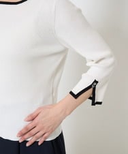 F1FGA31120 MK MICHEL KLEIN(小さいサイズ)(メゾン ドゥ サンク) 【小さいサイズ】七分袖コンパクトリブニット/洗える モカグレー